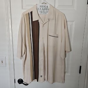 Cream and Brown Button-Up Shirt